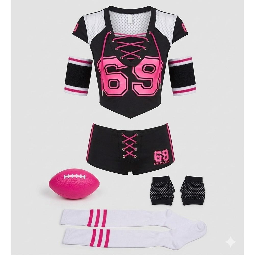 Dolls Kill Y2K Sport Costume Trickz N' Treatz Womens Lace-Up Football Jersey MED